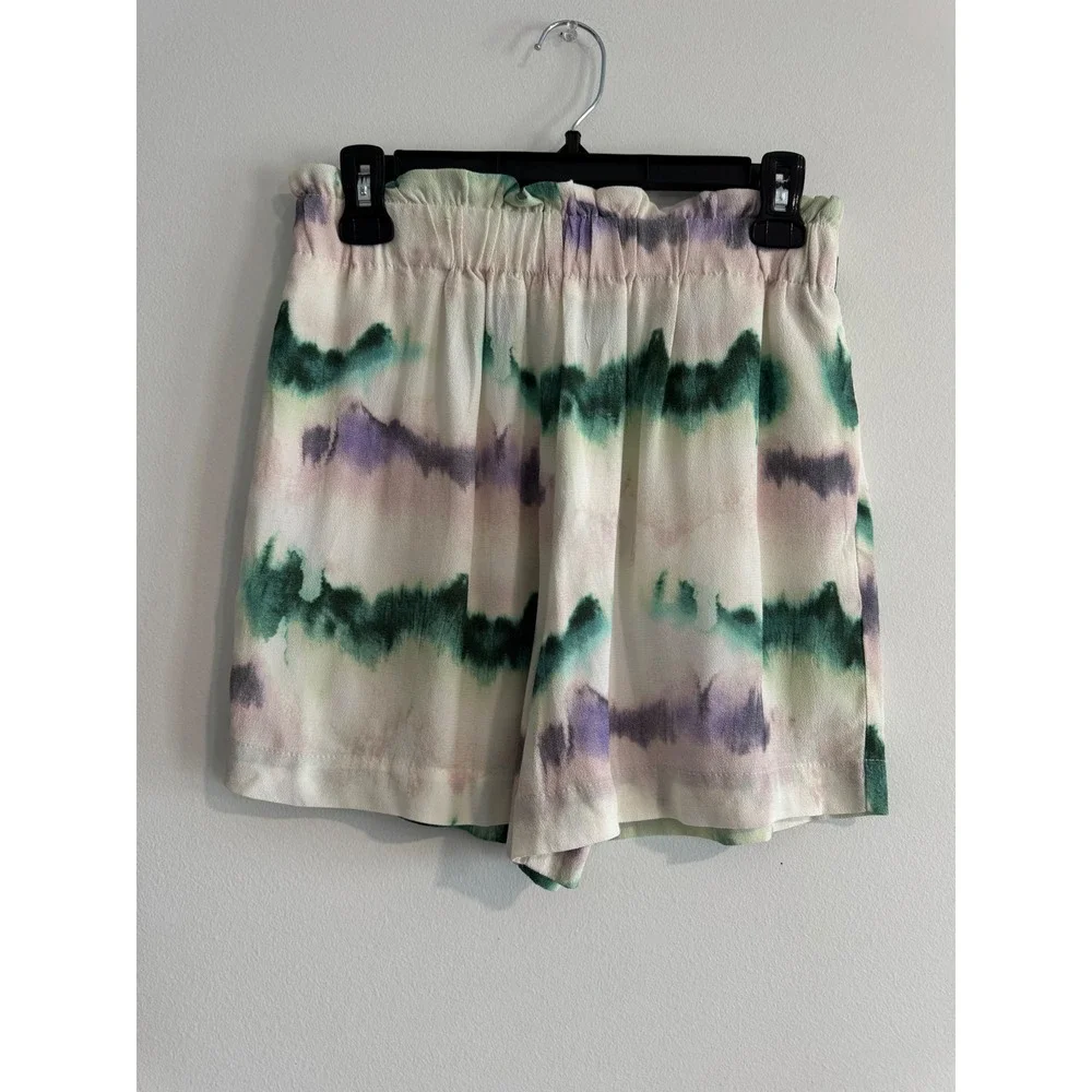 Zara Tie Dye Paperbag Waist‎ Shorts Womens Small Boho Festival Summer Relaxed